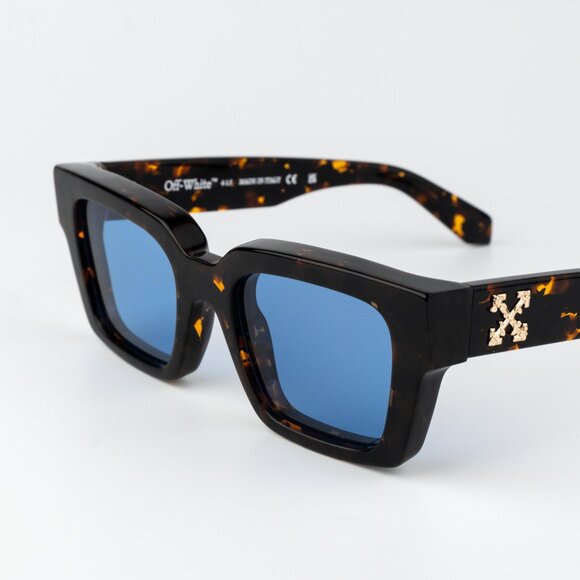 Off-White VIRGIL Women Sunglasses Havana Blue Square OERI008 6045 NEW AUTHENTIC - Picture 5 of 13